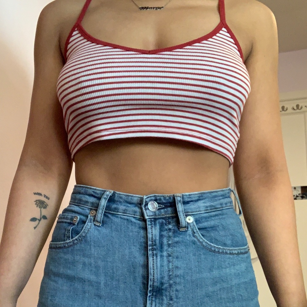 striped crop tank top